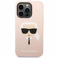 Karl Lagerfeld KLHCP14XSLKHLP iPhone 14 Pro Max 6.7 "cietais viedtālruņa apvalks rozā / rozā silikona Karl`s Head