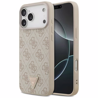 Guess Ādas 4G trīsstūra logotipa Strass Magnētiskais apvalks iPhone 17 Pro Max - rozā