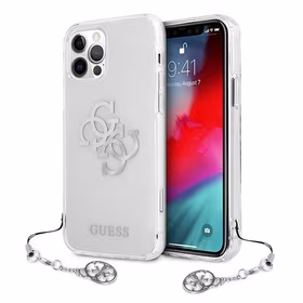 Guess GUHCP12LKS4GSI iPhone 12 Pro Max 6.7" Caurspīdīgs cietais apvalks 4G Sudraba piekariņi kolekcija
