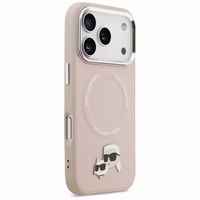 Karl Lagerfeld Karl & Choupette Pins MagSafe apvalks viedtālrunim iPhone 17 Pro Max - rozā