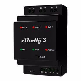Shelly Pro 3 DIN sliedes 3 kanālu relejs, WiFi/LAN