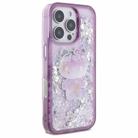 Hello Kitty Liquid Glitter 50. gadadienas ballītes viedtālruņa apvalks iPhone 16 Pro - violets