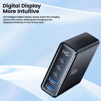 Tech-Protect DC140W-GAN 5-PORT PD140W/QC3.0 uzlādes stacija - melnā krāsā