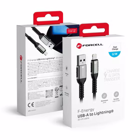 FORCELL F-ENERGY C257 kabelis USB A uz Lightning 2,4A 12W Cafule 1,2 m melns