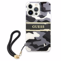 Guess GUHCP13XKCABBK iPhone 13 Pro Max 6.7" melns/melns cietais apvalks Camo Siksnas Kolekcija