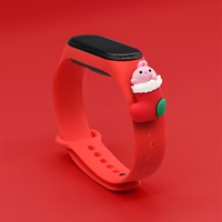 Siksna Xmas Xiaomi Mi Band 3 / 4 Ziemassvētku silikona siksna aproce ar zeķi - sarkana