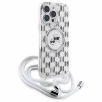 Karl Lagerfeld IML Crossbody Monogramma Karl & Choupette Head Magnētiskais Viedtālruņa apvalks iPhone 16 Pro Max - Caurspīdīgs