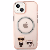 Karl Lagerfeld KLHMP14MHKCP iPhone 14 Plus 6.7 "cietais apvalks rozā / rozā Karls & Choupette Alumīnijs Magsafe