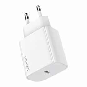 USAMS Tīkla lādētājs 1xUSB-C T65 PD20W (only head) PD Fast Charging balts CC226TC01 (US-CC226)