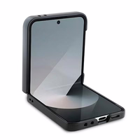 Mercedes Leather Wood Imitation MagSafe viedtālruņa apvalks Samsung Galaxy Z Flip 6 - melns