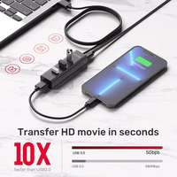 UNITEK Y-3089V01 interface hub USB 3.2 Gen 1 (3.1 Gen 1) Type-A 5000 Mbit/s melns