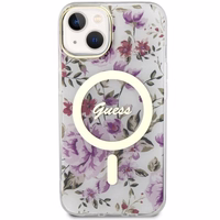 Guess GUHMP14MHCFWST iPhone 14 Plus 6.7" caurspīdīgs cietais apvalks Zieds Magnētiskais
