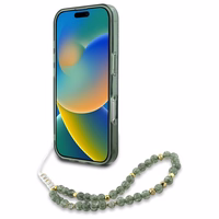 Guess IML Flowers Allover Electro With Pearl Strap MagSafe viedtālruņa apvalks iPhone 16 - zaļš