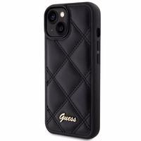 Guess Quilted Metal Logo viedtālruņa apvalks iPhone 15 - melns