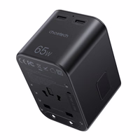 Universālais ceļojumu lādētājs Choetech PD5009 65W 2xUSB-C/USB-A melns