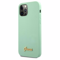 Guess Metal Logo Script apvalks iPhone 12 Pro Max 6.7" - zaļa