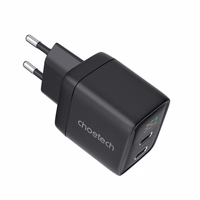 Choetech PD6051 USB-C USB-C PD 35W GaN sienas lādētājs ar ekrānu - melns