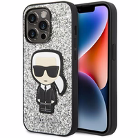 Karl Lagerfeld KLHCP14XGFKPG iPhone 14 Pro Max 6.7 "cietais apvalks sudraba / sudraba Mirdzošās Pārslas Ikonik