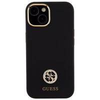 Guess silikona Logo Strass 4G viedtālruņa apvalks iPhone 15 - melns