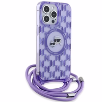 Karl Lagerfeld IML Crossbody Monogram Karl & Choupette Head MagSafe apvalks viedtālrunim iPhone 15 Pro Max - violets