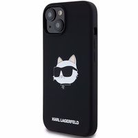 Karl Lagerfeld Silikona Choupette Head Magnētiskais viedtālruņa apvalks iPhone 15 Plus / 14 Plus – melns