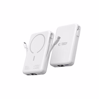 Tech-Protect LifeMag PB31 portatīvais lādētājs ar MagSafe 10000mAh 15W USB-C / USB-A / iebūvētu USB-C / Lightning kabeļiem - balta