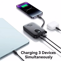 Power Bank Joyroom "JR-PBF18" melns 10000mAh 22.5W (PD / QC3.0) + integrēts Lightning kabelis + Type-C kabelis