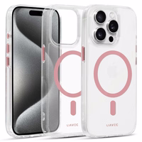 Liavec Spīdīgs Magnētiskais Caurspīdīgs viedtālruņa apvalks Iphone 15 rozā