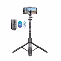 Crong SelfieGo Ultra – Aluminum Bluetooth Selfie Stick Tripod (melns)