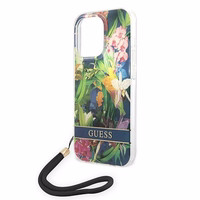 Guess GUOHCP14XHFLSB iPhone 14 Pro Max 6.7 "zils/zils cietais apvalks Ziedu siksna