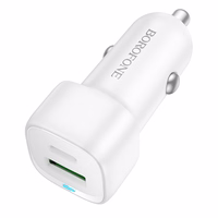 Borofone Auto lādētājs BZ34B Cloud - USB + C tipa - QC 3.0 PD 38W balts