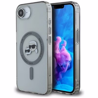 Karl Lagerfeld IML metāla Karl & Choupette galvu Magnētiskais viedtālruņa apvalks iPhone 16e - melns