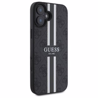 Guess 4G Printed Stripes Magnētiskais viedtālruņa apvalks iPhone 16 - melns