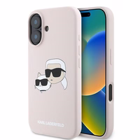 Karl Lagerfeld silikona viedtālruņa apvalks Nauble Heads Print Magnētiskais iPhone 16 Plus - rozā