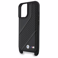 BMW M Edition Carbon Stripe & Strap Viedtālruņa apvalks Apple iPhone 16 - melns