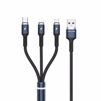 WEKOME WDC-119 Fython Series - 3-in-1 USB-A to Lightning + USB-C + Micro USB PD connection kabelis 1.2 m (melns)
