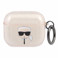Karl Lagerfeld mirdzošs Karl's Head apvalks AirPods 3 austiņām - zeltains
