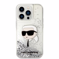Karl Lagerfeld KLHCP14LLNKHCH iPhone 14 Pro 6.1" cietais viedtālruņa apvalks sudrabains/sudrabains Mirdzošs Karl Head