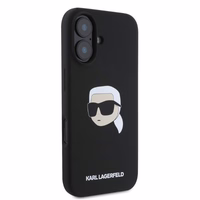 Karl Lagerfeld silikona viedtālruņa apvalks Karl Head Print Magnētiskais iPhone 16 - melns