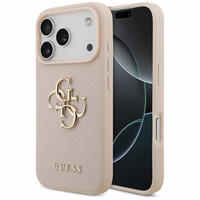 Guess Graudains Liels 4G un Klasiskais Logotips viedtālruņa apvalks iPhone 17 Pro - rozā