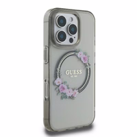 Guess GUHMP16XHFWFCK iPhone 16 Pro Max 6.9" melns/melns cietais apvalks IML Flowers Wreath Magnētiskais