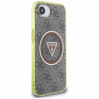 Guess IML Metal Glitter 4G Circle Triangle magnētiskais viedtālruņa apvalks iPhone 16e - brūns