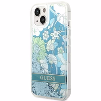 Guess GUHCP14SLFLSN iPhone 14 6.1 "zaļš cietais apvalks Flower Liquid Glitter