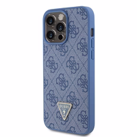 Guess GUHCP15XP4TDPB iPhone 15 Pro Max 6.7" zils/zils hardcase Leather 4G Triangle Strass