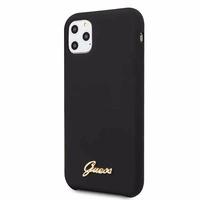 Guess GUHCN58LSLMGBK iPhone 11 Pro melns cietais maciņš Silicone Vintage Gold Logo