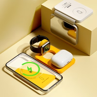 WEKOME WP-U172 - 3-in-1 bezvadu lādētājs with MagSafe iPhone, Apple Watch, and AirPods + Mirror (dzeltens)