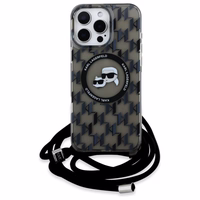 Karl Lagerfeld IML Crossbody Monogramma Karl & Choupette Head Magnētiskais Viedtālruņa apvalks iPhone 16 Pro Max - Melns