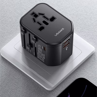 USAMS Adapter siec 2xUSB+1xUSB-C T59 20W 4w1 US/AU/EU/UK melns CC179TC01 (US-CC179) Universal Ceļojuma lādētājs