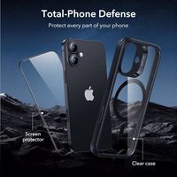 ESR Classic Hybrid MagSafe + rūdītā stikla komplekts iPhone 17 – caurspīdīgs melns