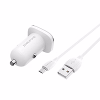 Auto lādētājs Borofone BZ12A QC3.0 USB + MicroUSB balts